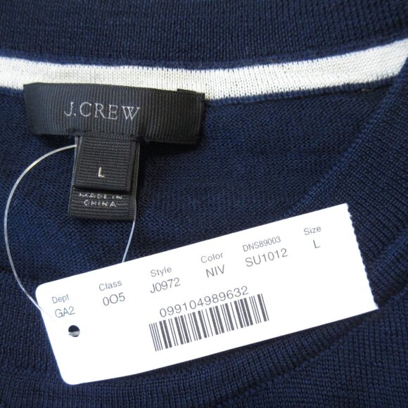 NWT J.Crew Merino Wool Sweater in Navy Ivory Anchors and Stars Knit Pullover L - Picture 6 of 8